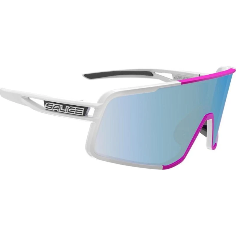Salice 022 Occhiali da Sole Unisex Bianco Lenti Blu Specchio
