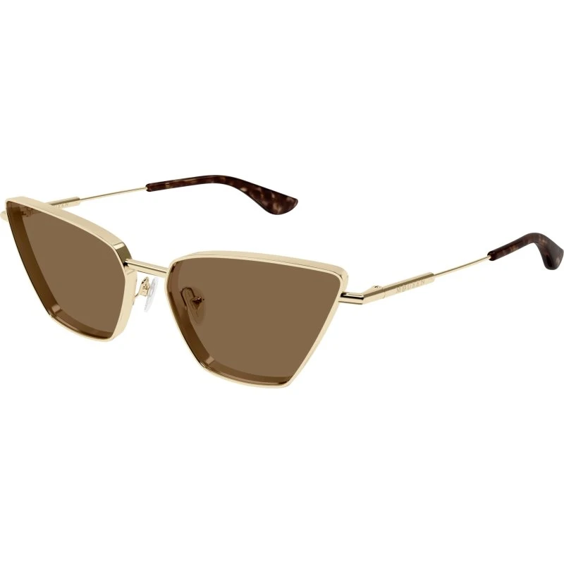 Alexander McQueen AM0501S 002 Occhiali da Sole Cat Eye Oro e Marrone