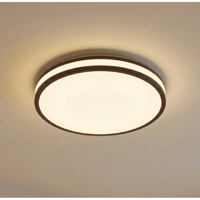 Lindby Emiva Plafoniera LED in Legno Scuro, Ø 40 cm, CCT