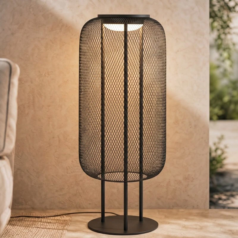 Lucande Korvyn Lampada da terra LED esterna nera 80cm IP44