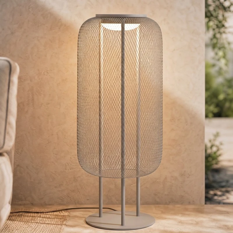 Lucande Korvyn Lampada da terra LED esterna, grigio pietra, 80 cm
