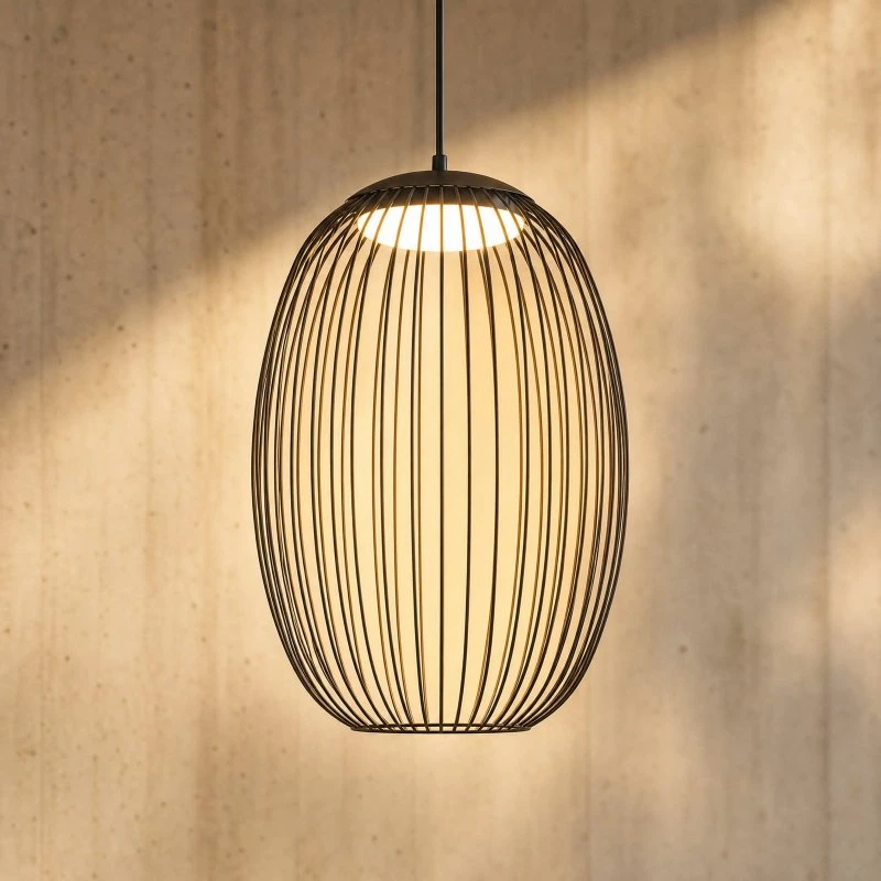 Lampada a sospensione esterna LED Lucande Richi, nera, Ø 35 cm