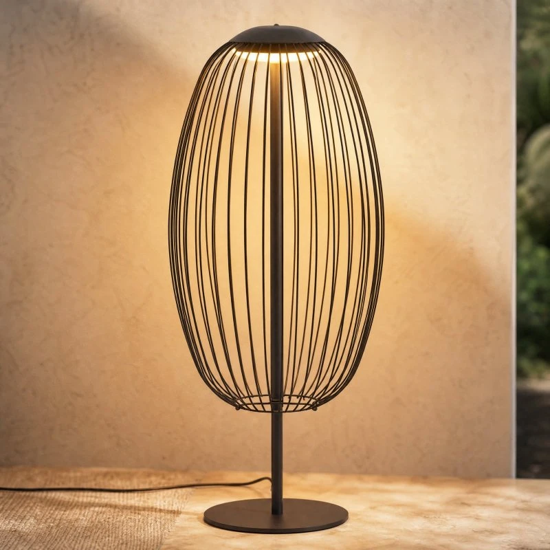 Lucande Lampada da terra da esterno LED Richi, nera, 90 cm