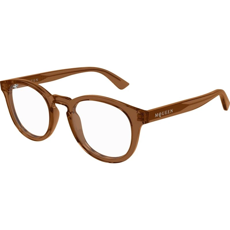 Alexander McQueen AM0514O 004 Montature da Vista Rotonde Marrone
