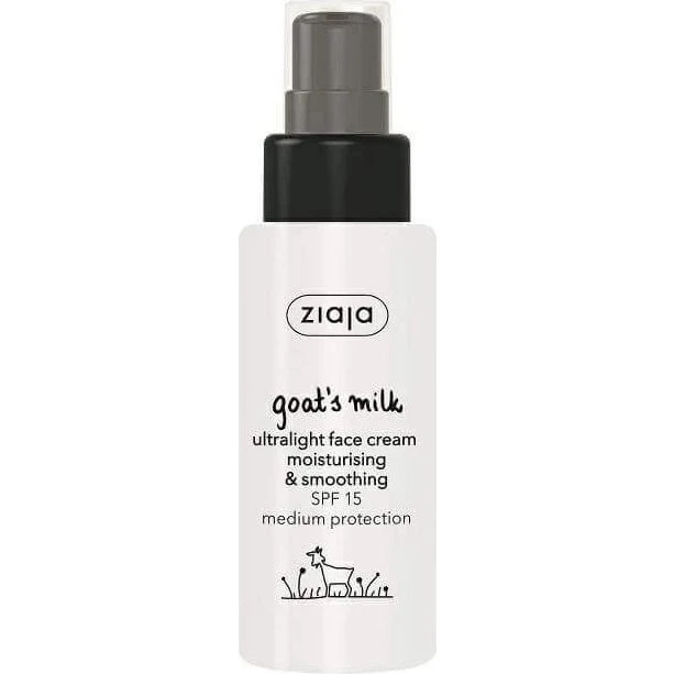 Ziaja Crema Viso Ultra Leggera con Latte di Capra e SPF 15, 50 ml