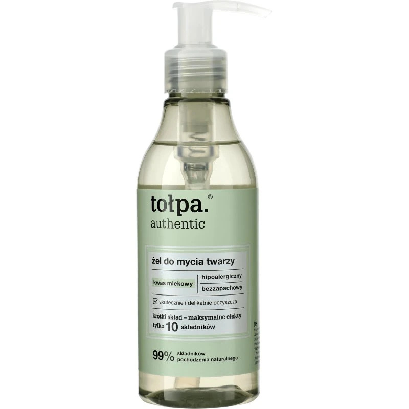Tołpa Authentic Gel Detergente Viso con Acido Lattico, 195 ml
