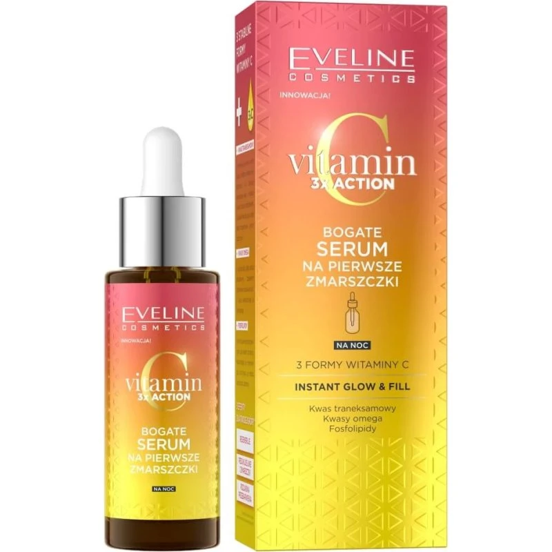Eveline Cosmetics Vitamin C 3x Action Siero Notte Anti-Rughe 30 ml