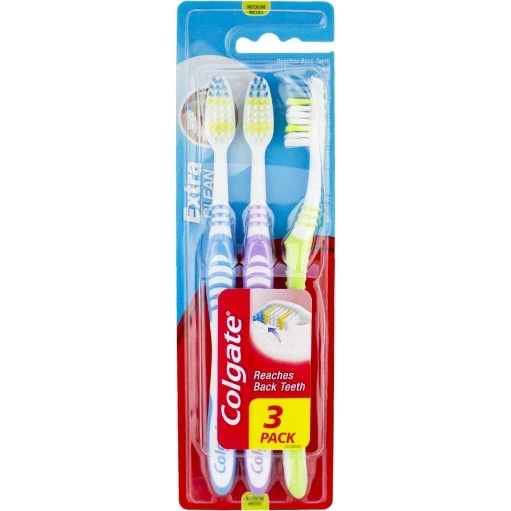 Colgate Extra Clean Spazzolini a Setola Media - Confezione da 3