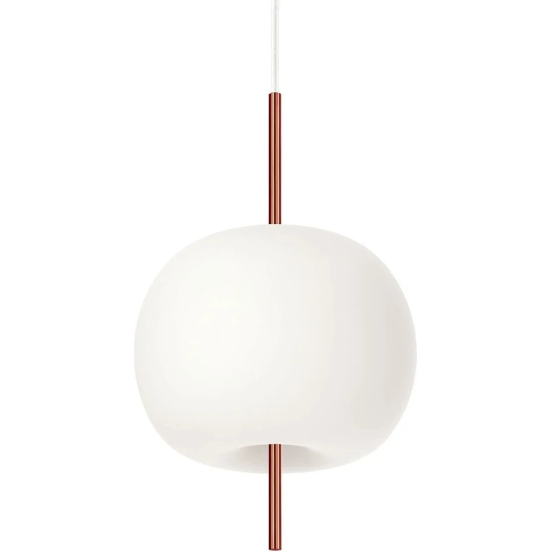 kdln Lampada a sospensione Kushi, vetro soffiato, rame/bianco, Ø 16 cm