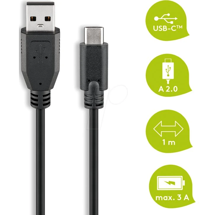 Goobay Cavo USB-C a USB-A 1m Nero