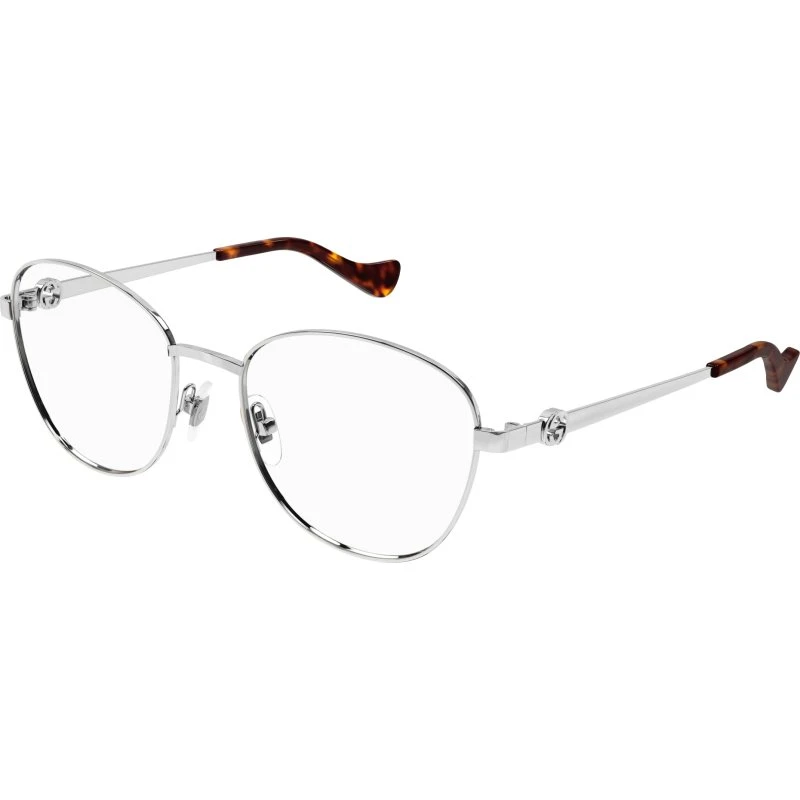 Gucci GG1601O 003 Montature da Vista Rotonda in Metallo Argento