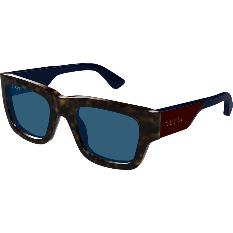 Gucci GG1668S Occhiali da Sole Uomo Avana Squadrati Blu 52mm