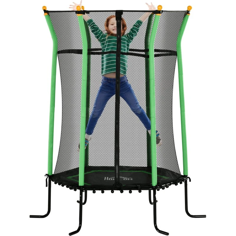 HOMCOM Trampolino Bambini 3-10 Anni Ø163.5x190 cm Verde