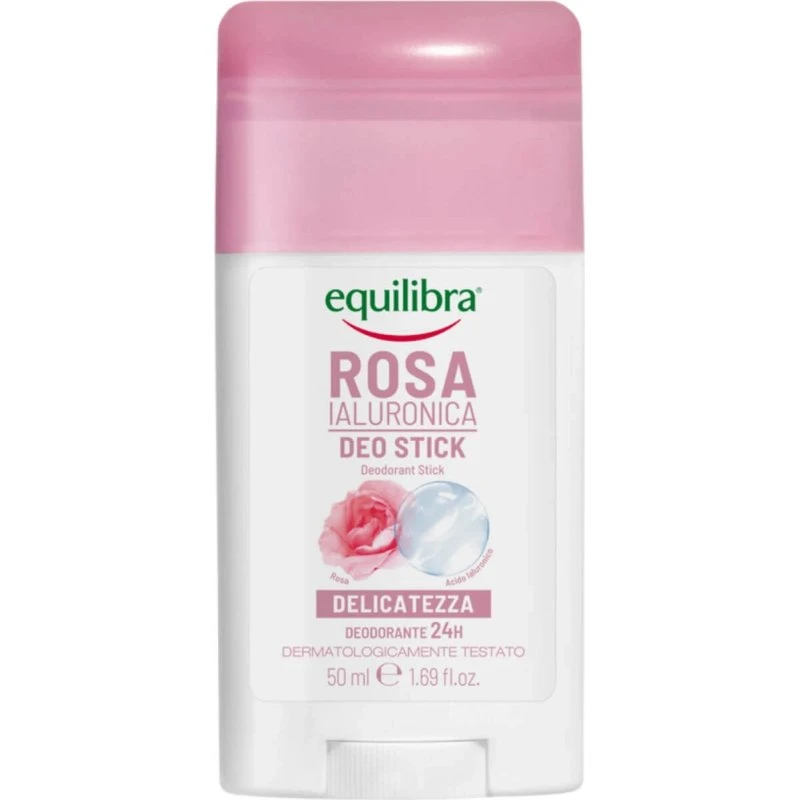 Equilibra Deodorante Stick alla Rosa con Acido Ialuronico, 50 ml
