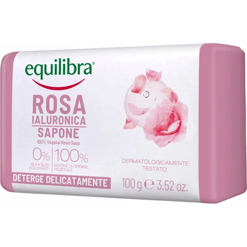 Equilibra Sapone Rosa e Acido Ialuronico 100% Vegetale 100 g