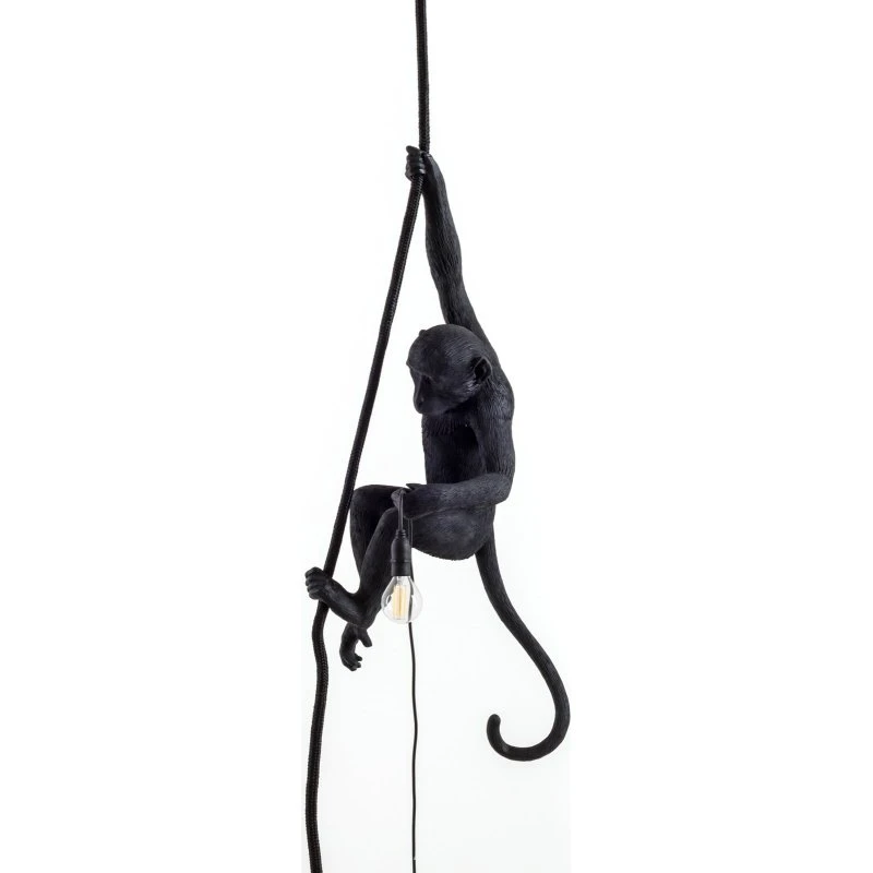 Seletti Monkey Lamp Lampada a Sospensione con Corda - Nero