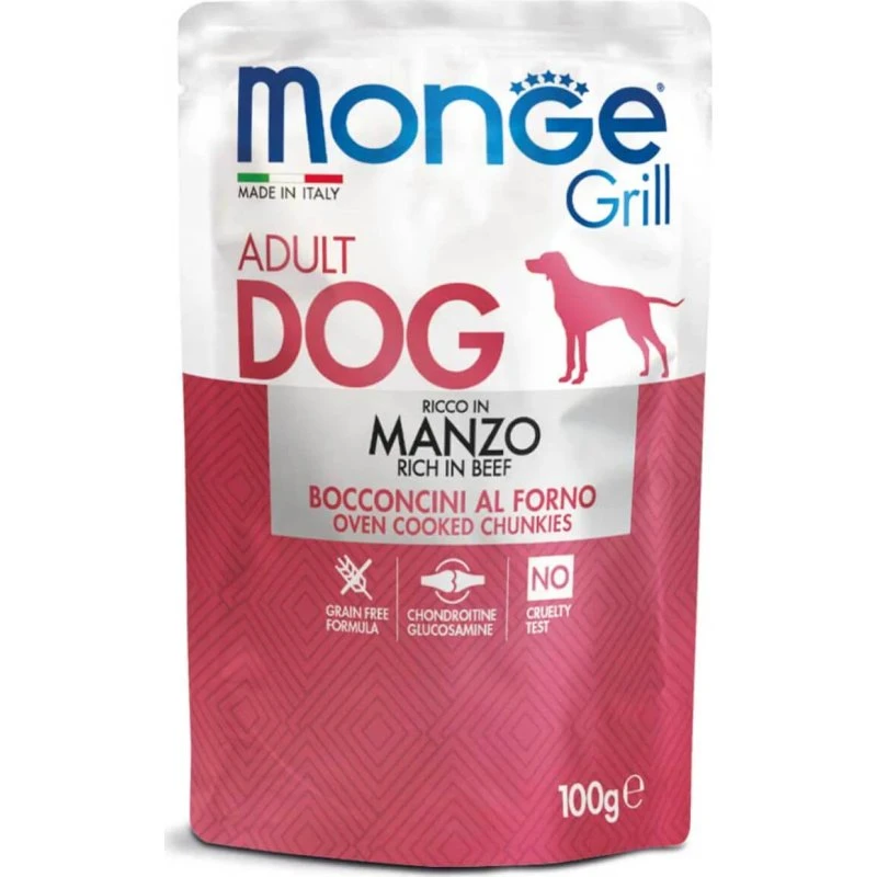 Monge Grill Manzo 100 g - Bocconcini Umidi per Cani