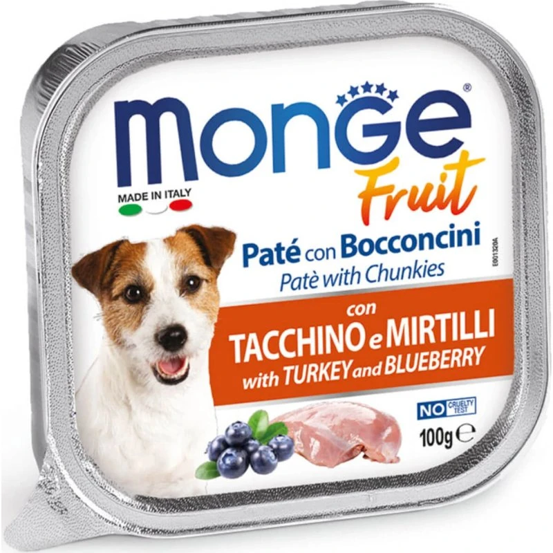 Monge Fruit Tacchino e Mirtilli Paté per Cani 100g