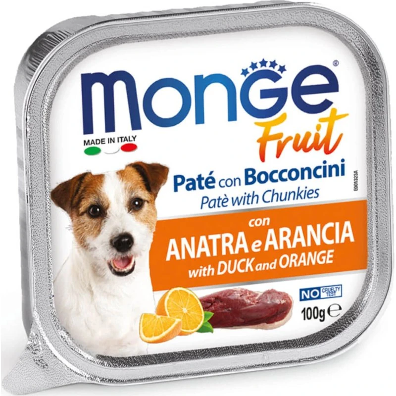 Monge Fruits Anatra e Arancia Cibo Umido per Cani 100g