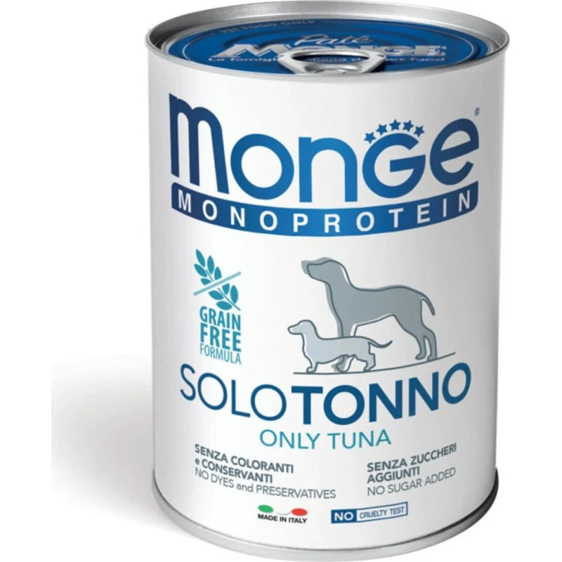 Monge Monoprotein Solo Tonno Cibo Umido per Cani Adulti 400g