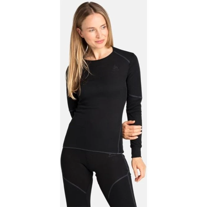 Odlo Maglia Termica Donna Natural Merino 200 - Nero, XL