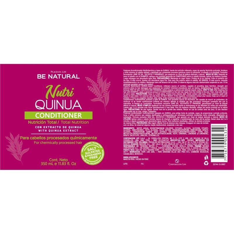 Be Natural Nutri Quinoa Acondicionador 0,35 l