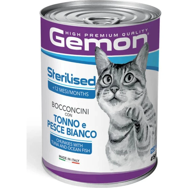 Gemon Cibo Umido per Gatti Sterilizzati con Tonno e Pesce, 415g
