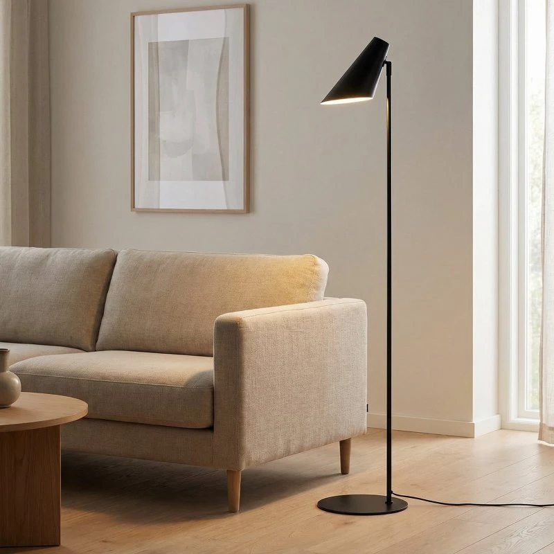 Dyberg Larsen Lampada da Terra Cale in Metallo Nero Opaco