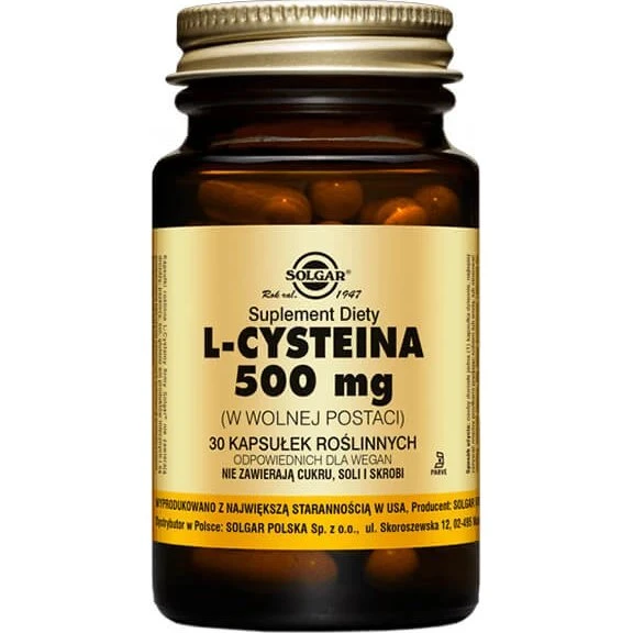 Solgar L-cisteina 500 mg, 30 capsule vegetali