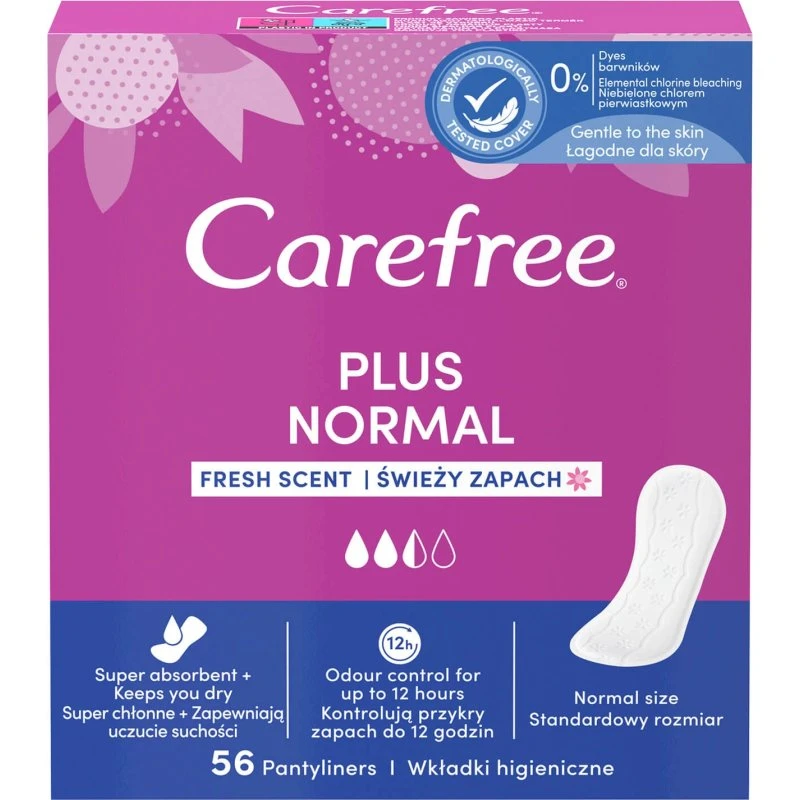 Carefree Plus Normal Assorbenti Igienici Profumo Fresco, 56 pz