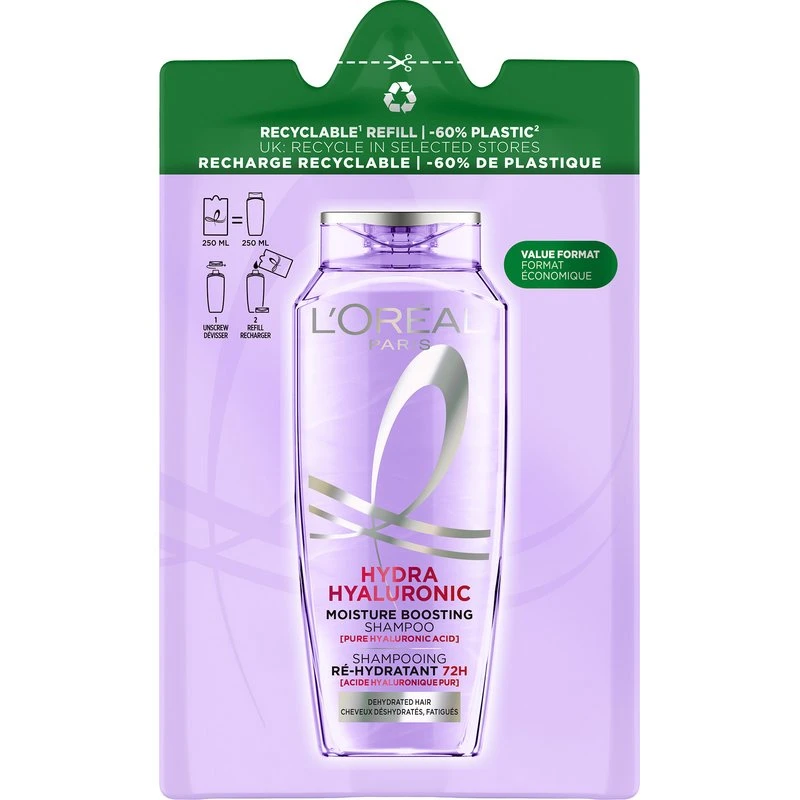 L'Oréal Elvive Shampoo Hydra Hyaluronic Eco-Ricarica 250 ml