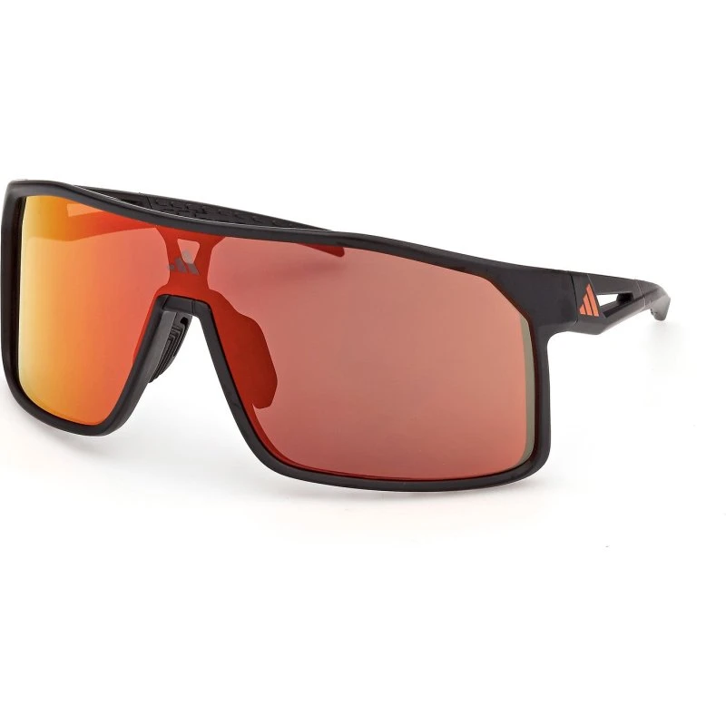 Adidas Sport Alkator Occhiali da Sole Neri con Lenti Specchiate Arancioni