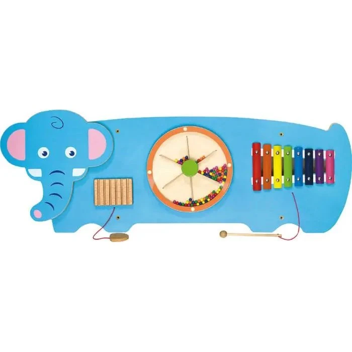 Elefante Musicista - Giocattolo Educativo da Parete in Legno FSC