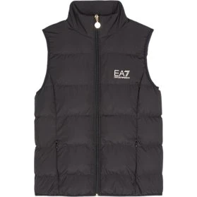 EA7 Gilet Imbottito Nero Lucido per Ragazza