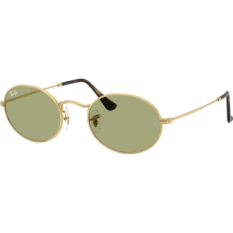 Ray-Ban RB3547 OVAL Occhiali da Sole Metallo Oro e Lenti Verde