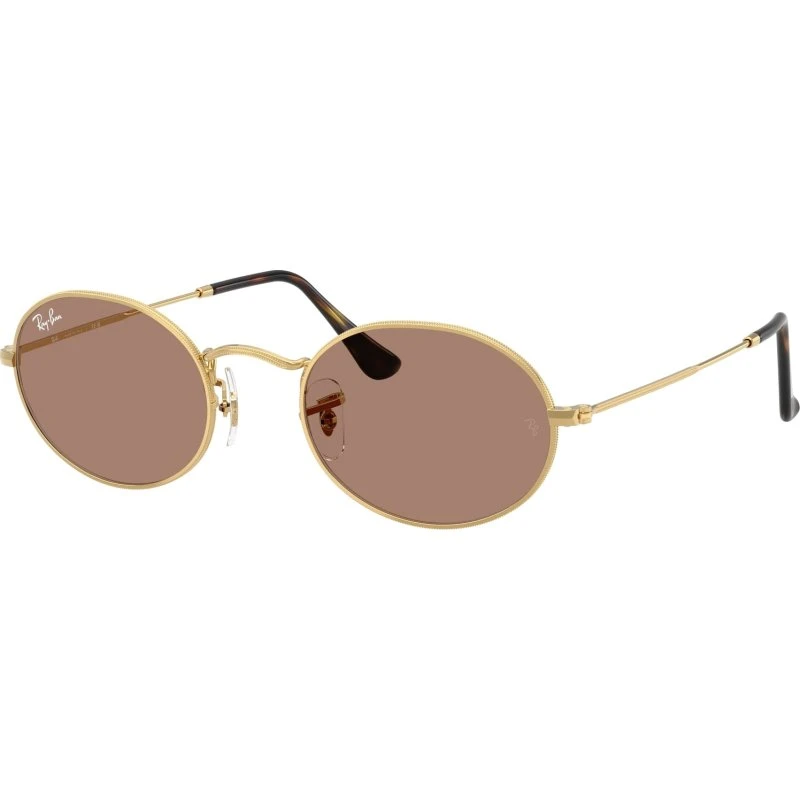 Ray-Ban RB3547 OVAL Occhiali da Sole Metallo Oro e Lenti Viola