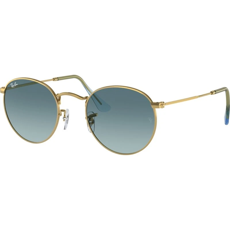 Ray-Ban RB3447 Round Metal 001/3M - Occhiali da Sole Oro e Blu