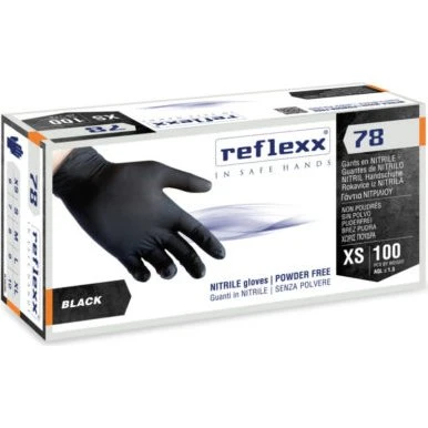 ReFlexx 78 Guanti Nitrile Nero Senza Polvere L