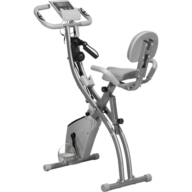 HOMCOM Cyclette Pieghevole 2 in 1 Grigio