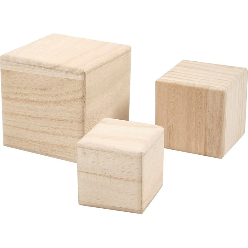 Creativ Houten Kubussen Set di 3 Cubi in Legno Paulownia