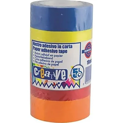 SICAD Nastro Adesivo in Carta Multicolor 5 Rotoli 19 mm x 10 m