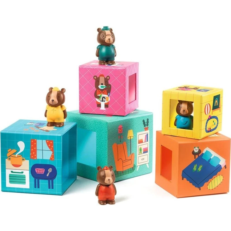 TopaniHouse Cubi Impilabili con Orsetti Famiglia (DJ09119)