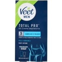 Veet Men Total Pro Kit Crema Depilatoria Aree Intime 100+50 ml
