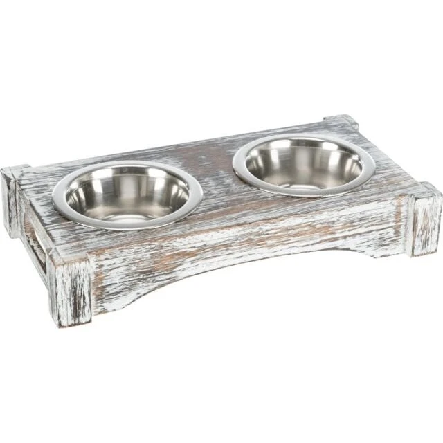 TRIXIE Ciotole Dinner Set in Acciaio Inox con Supporto in Legno