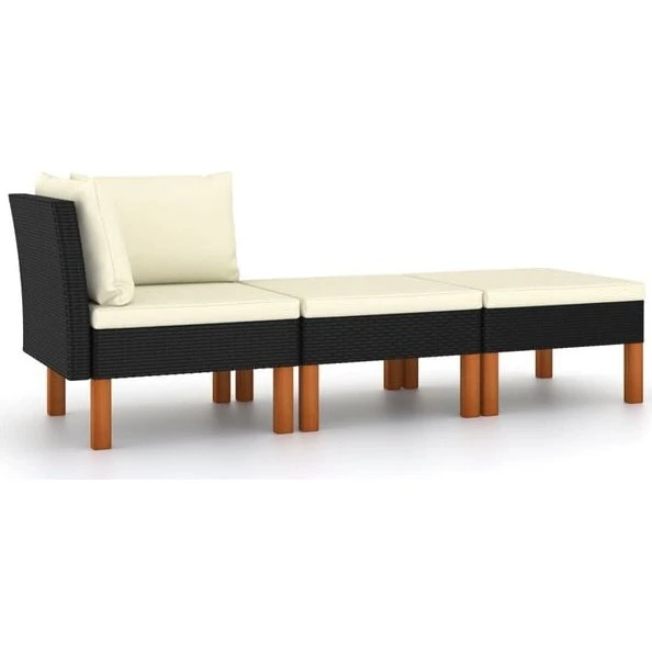 vidaXL Set Divani Giardino 3 pz Polyrattan Eucalipto