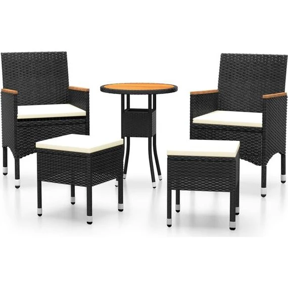 vidaXL Set Salotto da Giardino 5 pz Polyrattan Nero