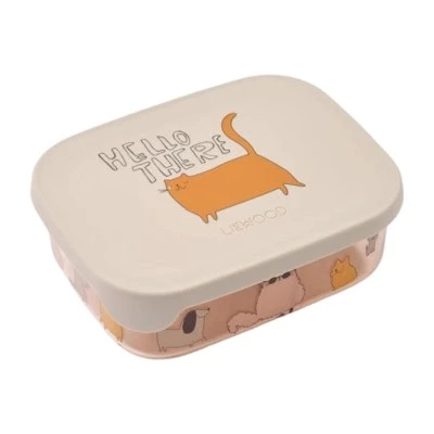 Liewood Arthur Lunchbox Tritan Rosa Gatti e Cani