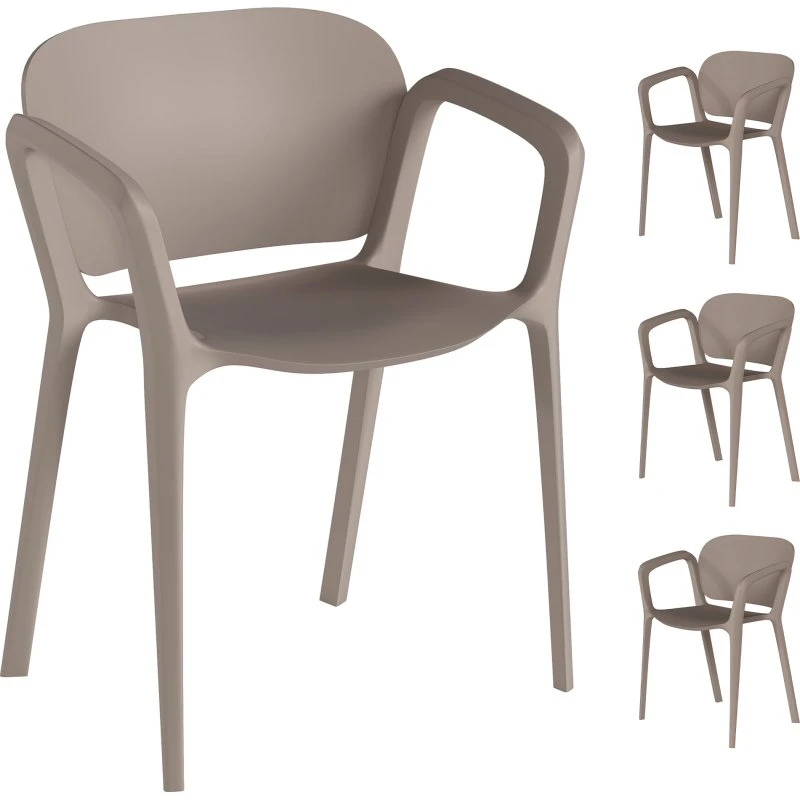 Outsunny Set 4 Sedie da Giardino Impilabili Grigio 60x56x75 cm