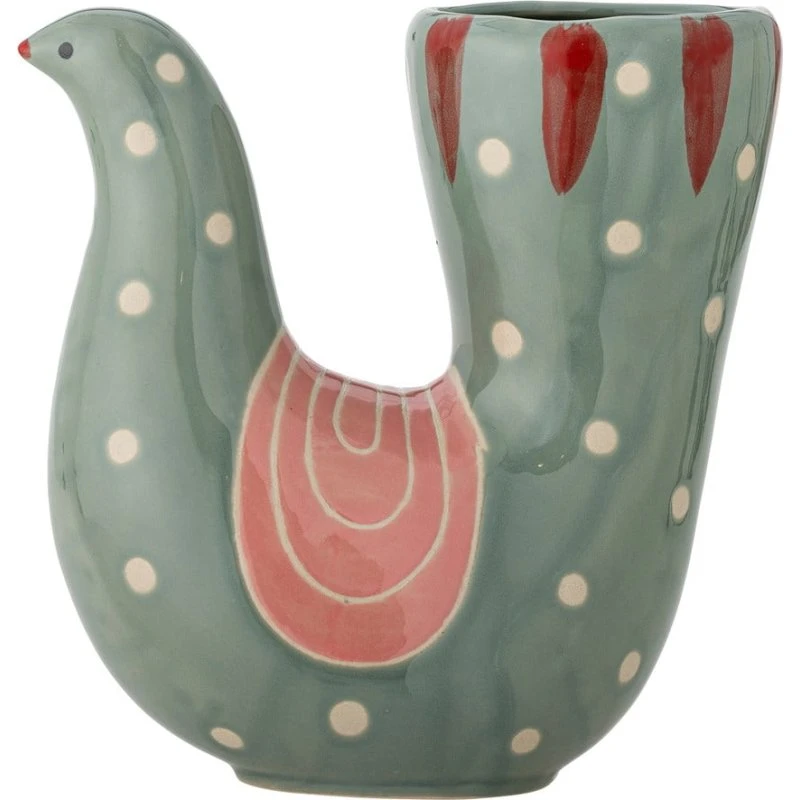 Bloomingville Trudy - Vaso in gres verde, hand-painted