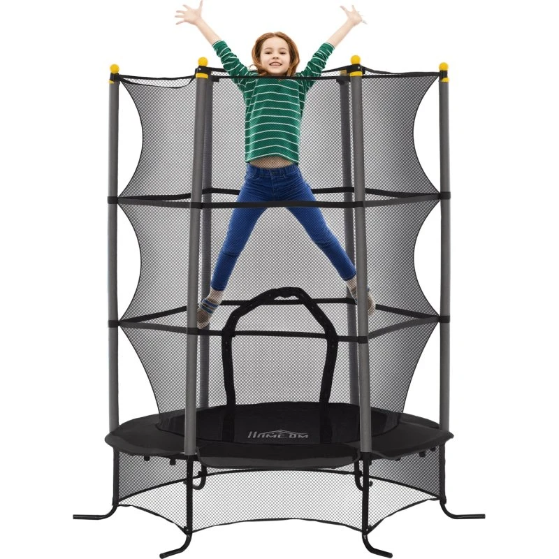 HOMCOM Trampolino Elastico 1,6x1,9 m con Rete di Sicurezza e Pali Imbottiti, Nero